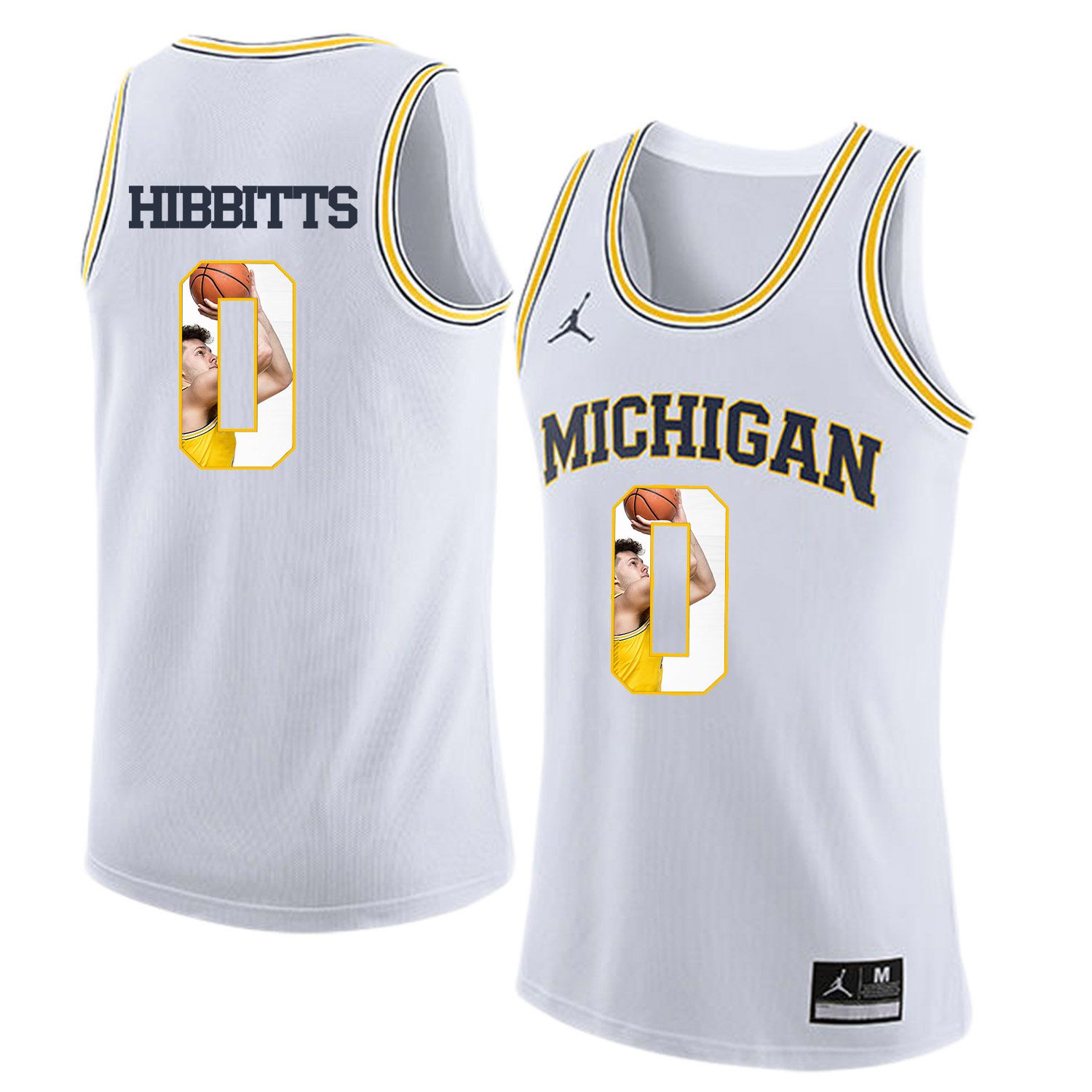 Men Jordan University of Michigan Basketball White #0 Hibbitts Fashion Edition Customized NCAA Jerseys->customized ncaa jersey->Custom Jersey